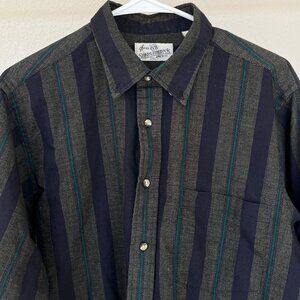 Vintage Sears Long Sleeve Striped Button Down 90's Made In Korea
